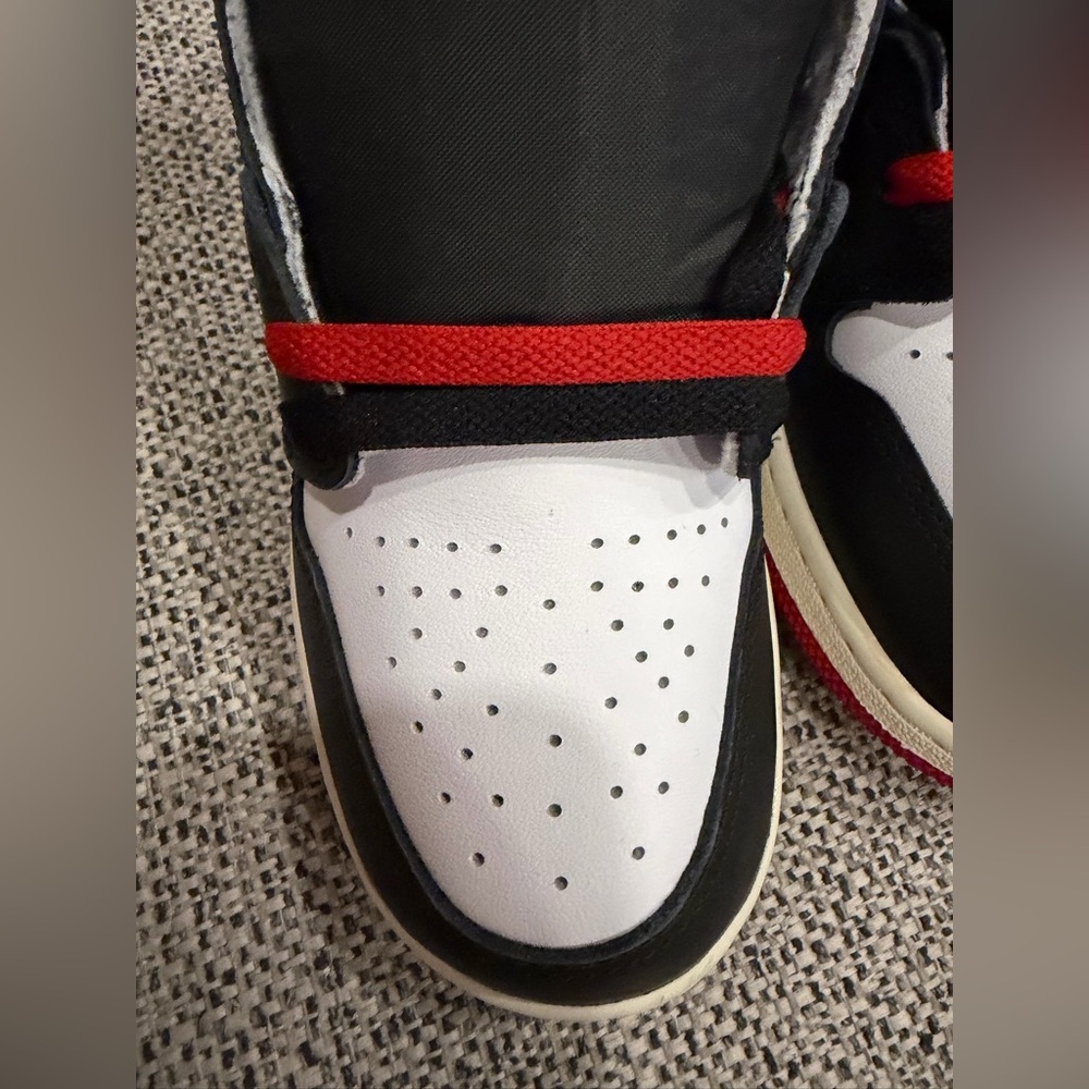 Air Jordan 1 High 'Black Toe Reimagined' Red Sneakers, Size 7Y - Picture 6 of 9
